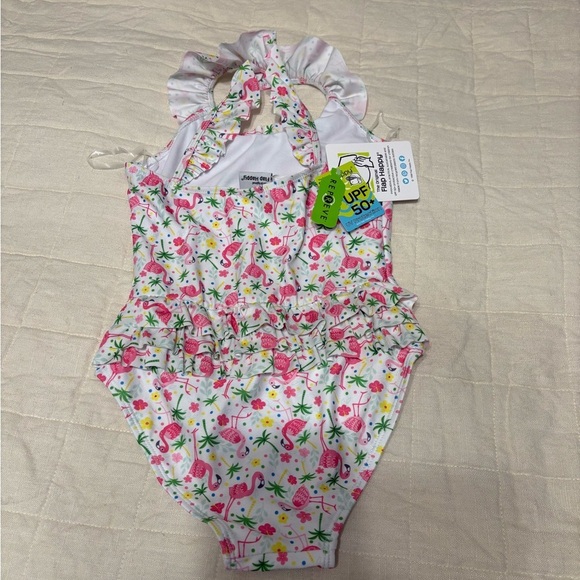 FLAP HAPPY girls one piece swimsuit in pink floral size 7 - Picture 4 of 6